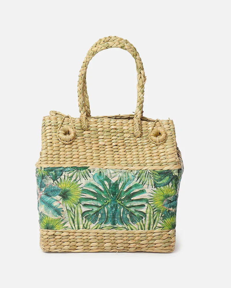 Portable Seagrass Picnic Basket for Picnic, Market, and Meal Storage