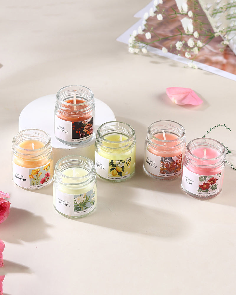 Set of 6 Scented Aroma Candles, 26gm Each with 6–8 Hour Burn for Fragrance and Gifting