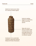 Woven Rattan Flower Vase for Bedroom and Balcony Decor