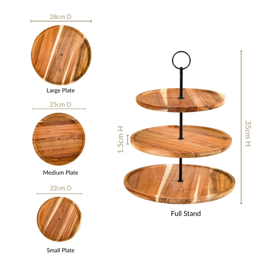 3 Tier Acacia Wood Cupcake Stand Nestasia