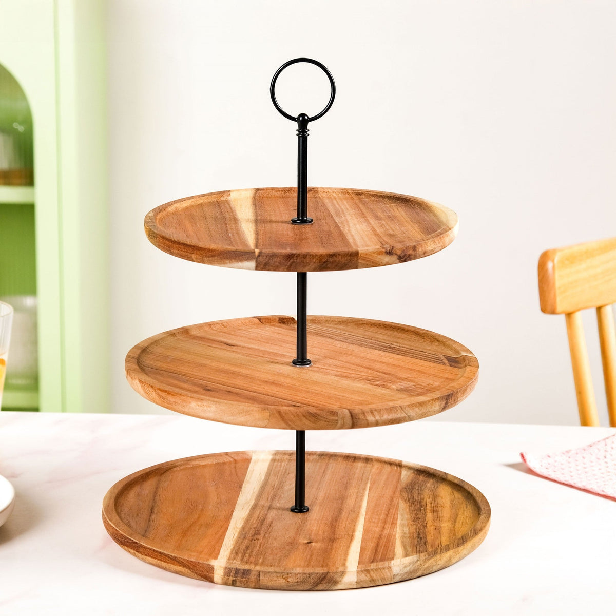 3 Tier Acacia Wood Cupcake Stand Nestasia