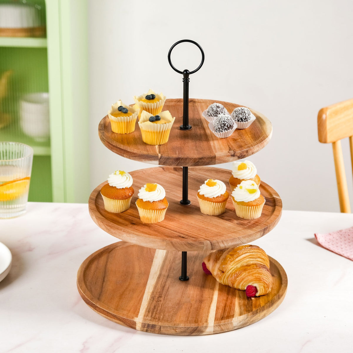 3 Tier Acacia Wood Cupcake Stand Nestasia