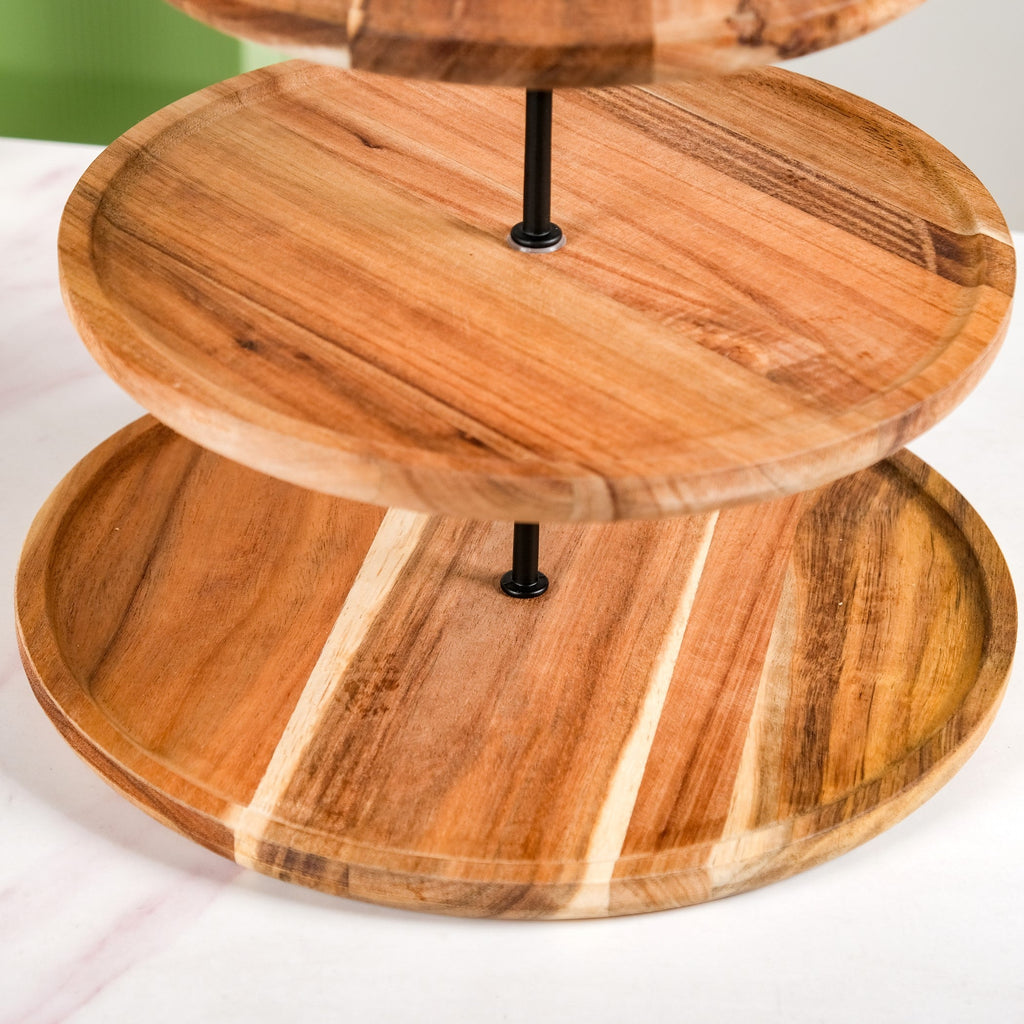 3 Tier Acacia Wood Cupcake Stand Nestasia