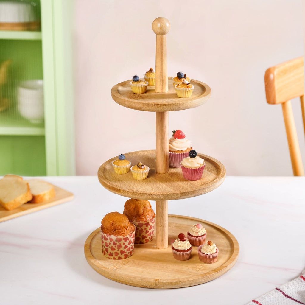 3 Tier Bamboo Cupcake Stand Nestasia