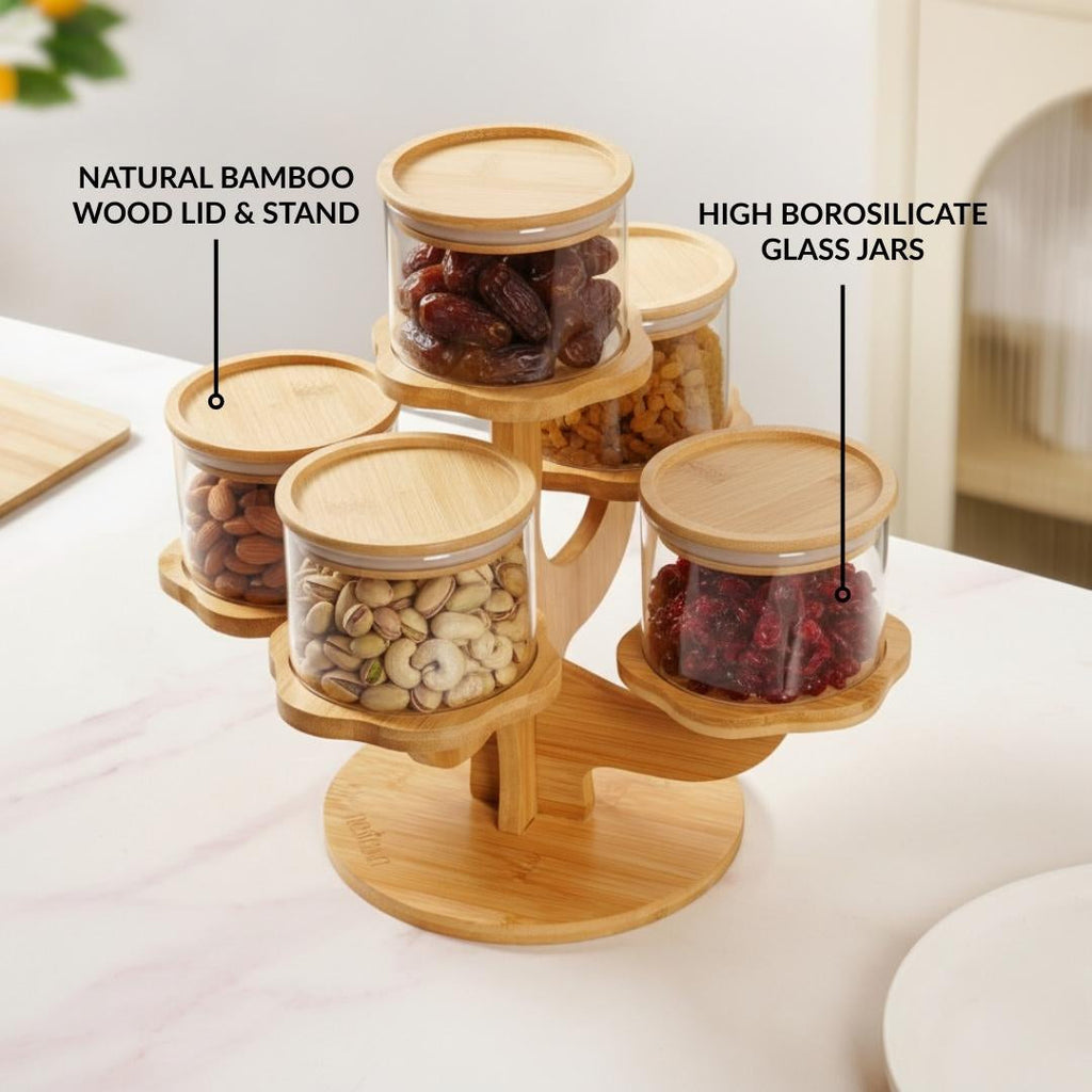 3 Tier Kitchen Storage Airtight Jars With Stand Set Of 6 450ml Nestasia
