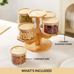 3 Tier Kitchen Storage Airtight Jars With Stand Set Of 6 450ml Nestasia