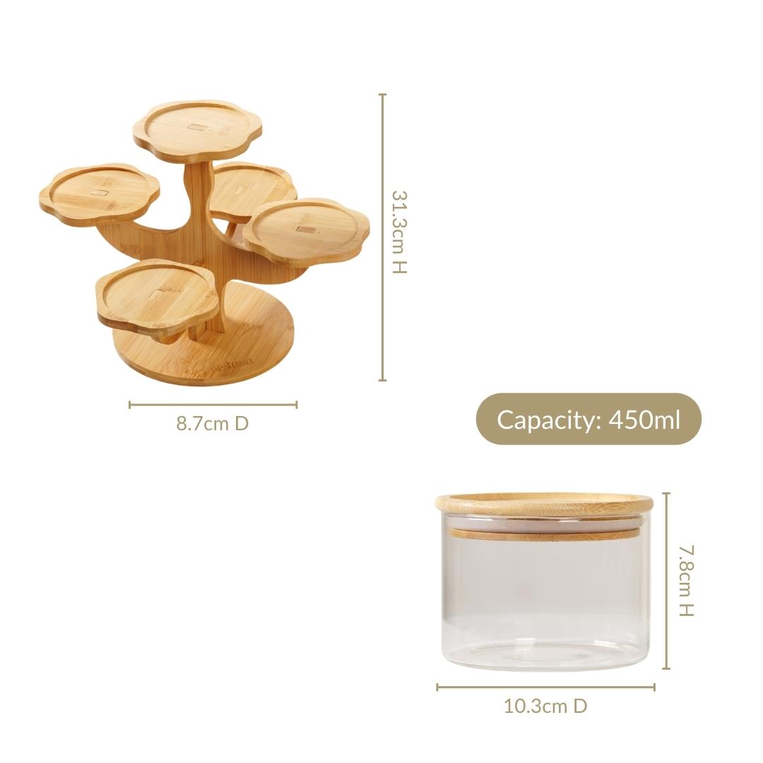 3 Tier Kitchen Storage Airtight Jars With Stand Set Of 6 450ml Nestasia