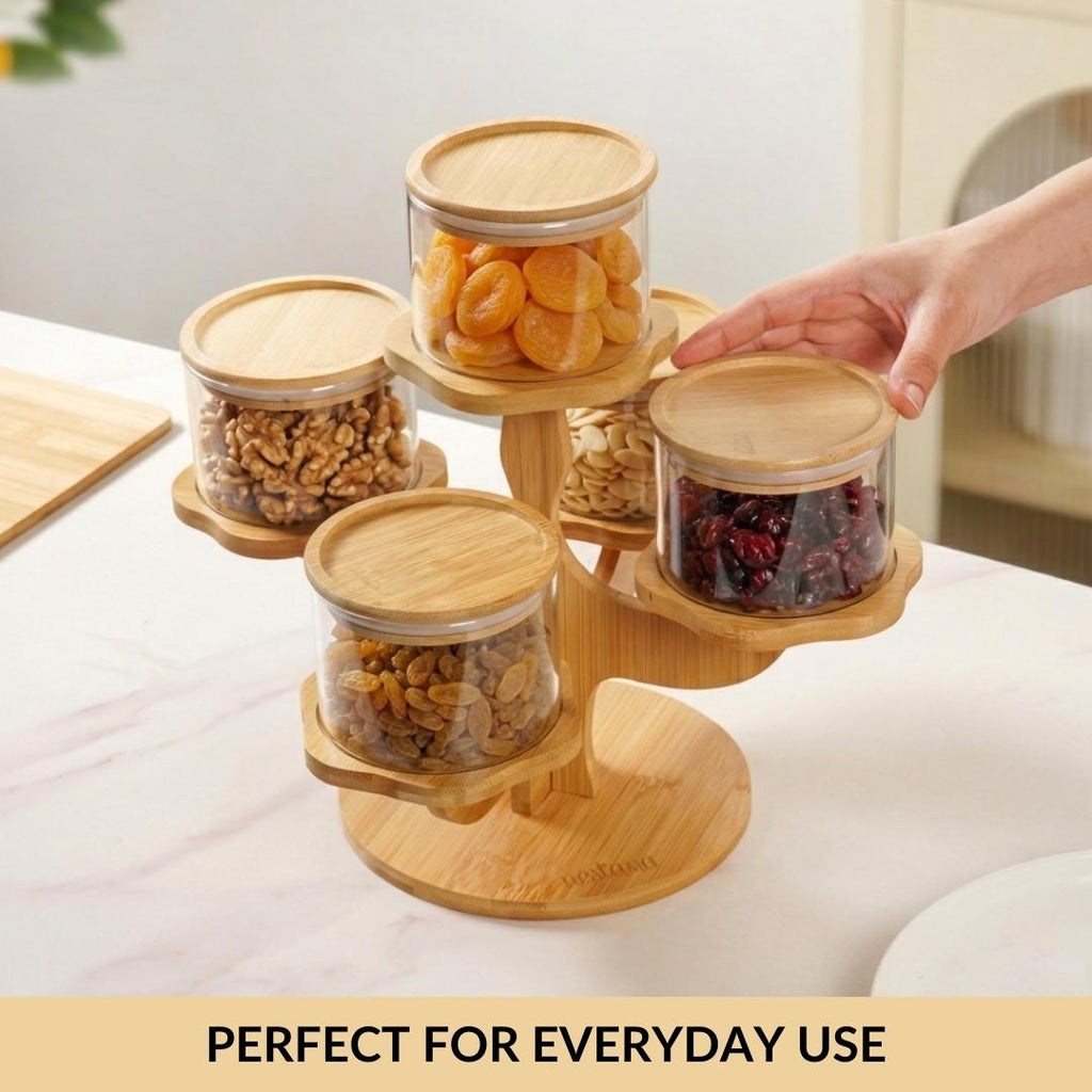 3 Tier Kitchen Storage Airtight Jars With Stand Set Of 6 450ml Nestasia
