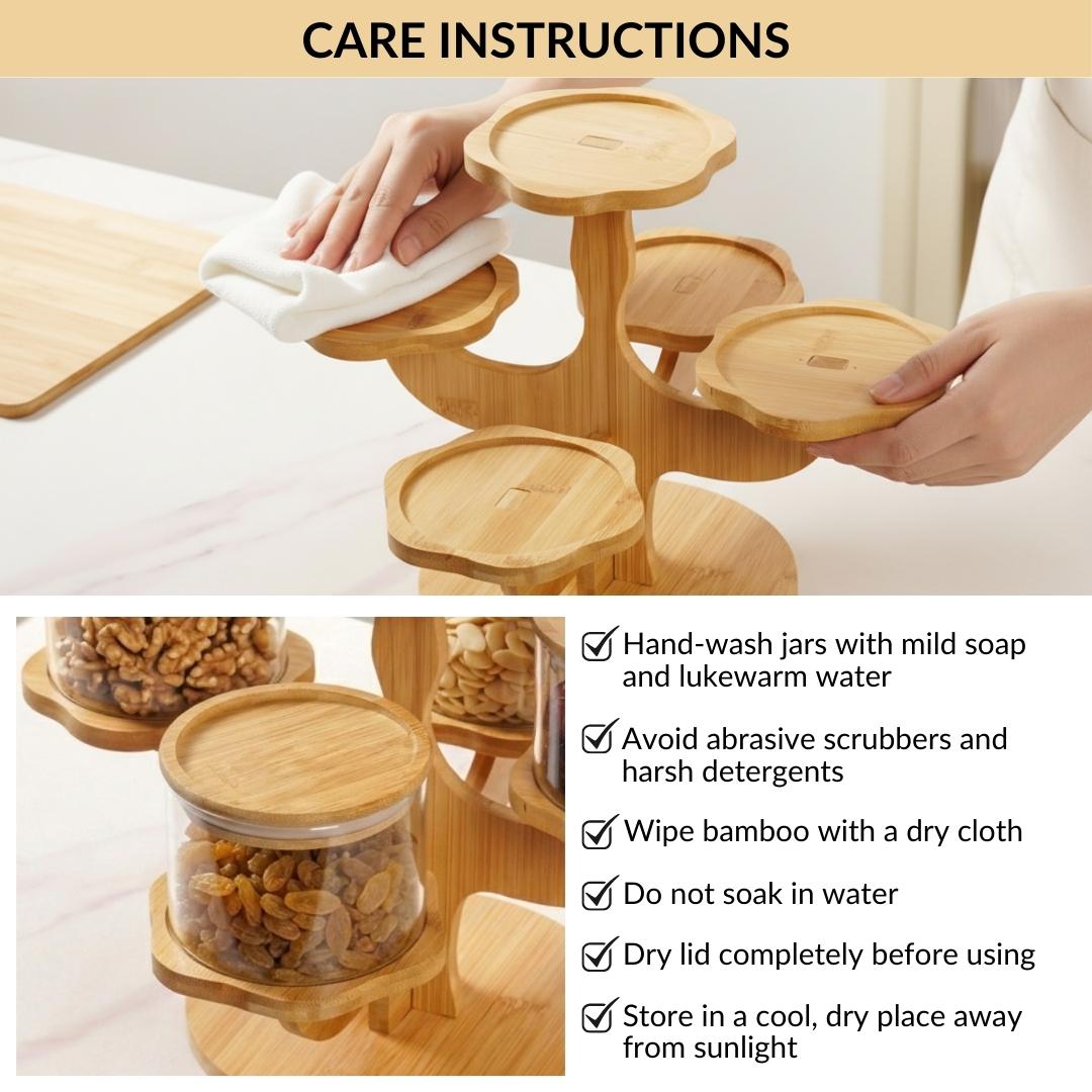 3 Tier Kitchen Storage Airtight Jars With Stand Set Of 6 450ml Nestasia