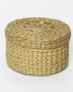Natural Seagrass Lid Box for Small Wardrobe & Household Items