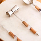Fusion Wood Resin SS Bar Tool Set Of 4 With Stand Nestasia