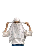 AARKRI SALES Cotton Long Scarf Cum Mask Scarves Usable for Vehicle Driver | White Printed Design | Universal Size | For Girl & Women | Sun Protection Light Weight (Colour Heart Short Scarf)
