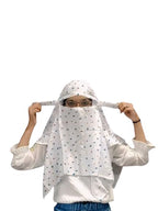 AARKRI SALES Cotton Long Scarf Cum Mask Scarves Usable for Vehicle Driver | White Printed Design | Universal Size | For Girl & Women | Sun Protection Light Weight (Colour Heart Short Scarf)