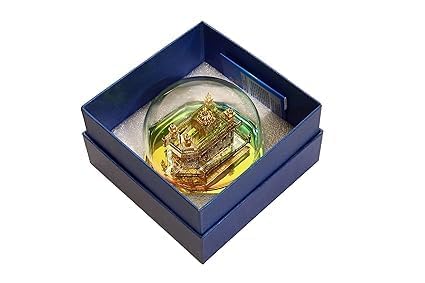 BOGEN LITE Golden Temple Covered by a Glass Dome for Decor 24K Gold Plated Idol of Golden Temple for Decor (9 X 8 X 7.5cm)