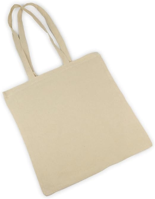 Cotton Bag 42 x 38 cm. Bag Long Handles - Tote Bag Cotton - Canvas Bags for Painting, Natural, ['23.0 centimeters (length) x 6.0 (width) 24.0 (height)']