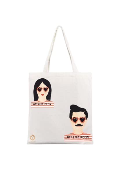 TAJNAN Reusable Tote|100% Organic Cotton Grocery Bag|Eco-Friendly, Multi-purpose|Sturdy Canvas with 15kgs Capacity|Stylish Designs (Pack of 1)