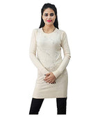 HAUTEMODA Woollen Regular Tops - Navy (Cream, Medium)