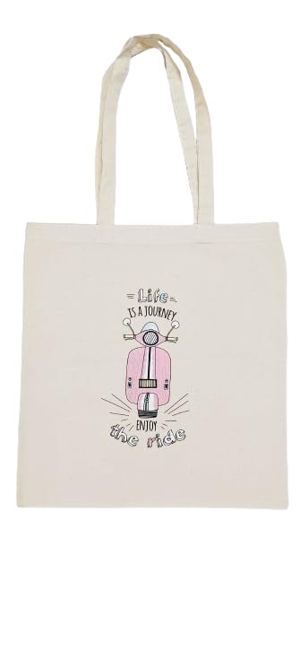 CANVAS COTTON TOTE BAG LIFE IS JOURNEY