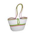BEAUTIFUL HOMMIES Attractive Hand Bag |large Tote Bag |Summer Bag | Bucket Bag | Basket Bag | Bamboo Tote | Beach Bags for Women|Boho Bag|Handbag |Jute Bag |Handmade Bag (WHITE PINK GREEN)