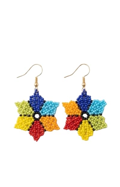 KRITAARTH Handmade Multicolor Beaded Flower Drop Earrings for Women & Girls | Colorful Seed Bead Dangle Earrings | Boho Fashion Jewellery | Lightweight Statement Earrings | Gift for Her