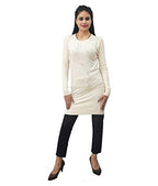 HAUTEMODA Woollen Regular Tops - Navy (Cream, Large)