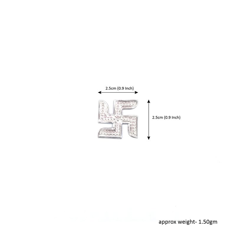 DOKCHAN Silver Swastik - Lucky and Decorative Item for House and Work, Signifying Wealth and Fortune (Size : L-2.5cm * W-2.5cm * H-0.1cm | Weight : 1.5gm Approxe)