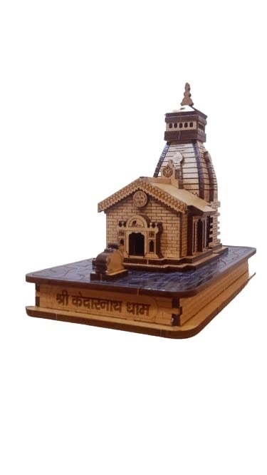 Handmade Wooden Miniature Kedarnath Temple 3D Model, 8 X 14 X 12 cm