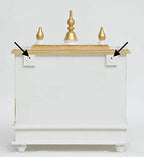 Jodhpur Handicrafts MDF Wood Home Temple Mandir for Big Size Temple for Home with Door Pooja Stand for Home Wall Mount (18 inch x 9 inch x 22 inch, White & Golden) Jord702WG
