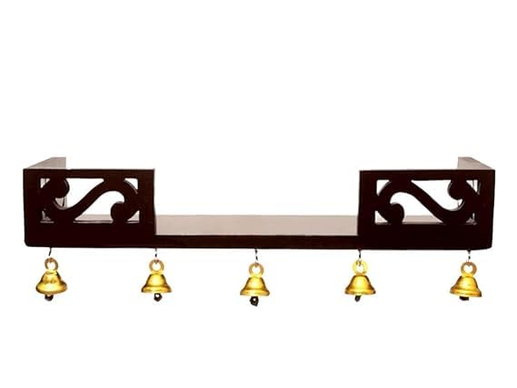 Marusthalee Floating Wooden Pooja Mandir for Home | Wall Mounted Temple with Storage Shelf | Modern Wooden Mandir for Home, Office & Spiritual Décor | Brown Finish | Made in India
