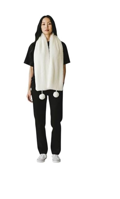 Diamond Craft faux fur woolen Warm Fancy Winter Scarf/Shawl/Dupatta/Hijab/Wrap/Scarves/StolesWrap for Women-Available in many color (OFF WHITE)