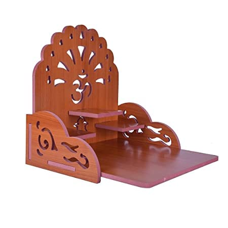 A k Handmade Beautiful Wooden Temple/ Home Temple/Puja Mandir/Wall Hanging and Table Top Home Mandir Temple /Home Art & Craft Engineered Wood Home Wall Temple (BROWN-395)