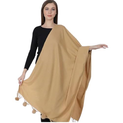BriKSHi Womens Woolen Shawl | Stylish Woolen Stoles | Winter Shawl for Womens & Girls (Beige)||S103