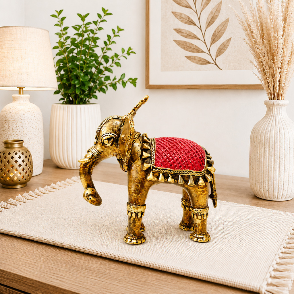 Brass Handcrafted Dhokra Elephant statue Vedansh Craft