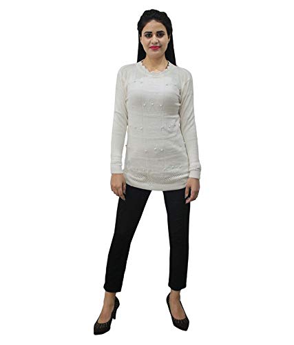 HAUTEMODA Woollen Regular Tops - Maroon (White, Large)