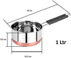 Padchaaya Copper Bottom Sauce Pan Tea Maker Milk Coffee pan bhgoni Stainless Steel Sauce Pan with Handle, Flat Base, Tea Pan, Milk Pan Tapeli Patila, Pot (Copper- 1 L)