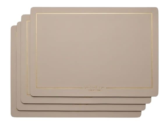 Dribble Premium PU Leather Placemats Set of 4, Double Layer Waterproof Heat Resistant, Non-Slip Easy Clean Dining Table Mats for Kitchen, Dining & Office Desk, Reversible & Smooth Finish (Light Beige) Kafalo