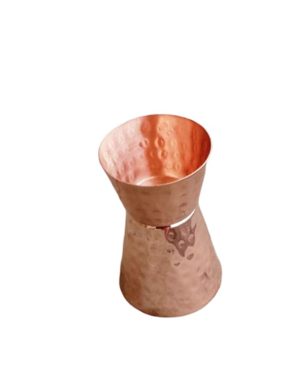 STREET MART Pure Brass Peg Measure Cup, Double-Sided 30ml/60ml, Bar Tool peetal Jigger Engraved Design (4, Copper Hammered)