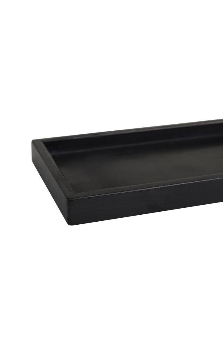 Decorage Rectangular Black Marble Tray Multipurpose Decorative Organizer with Raised Edges Elegant Vanity and Serving Platter for Bathroom Kitchen Dining Table and Home Decor 14 by 7 Inches