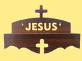 Modern Style Wooden Jesus Wall Shelf With Cross Symbol Suitable For Christian Home Prayer Room, Smooth Finish Durable Build Easy Wall Installation For Daily Worship Gifts Families Believers