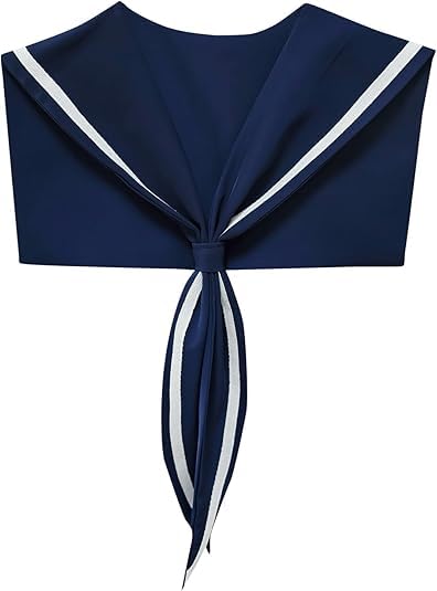 HAYZO Women's Sailor Collar Scarf | Detachable Fake Collar Necklace | Sailor Style Shawl Wrap for Sweater, Shirt & Dress | Fashion Accessory Top Collar (Navy)