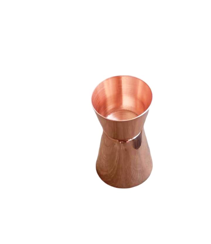 STREET MART Pure Brass Peg Measure Cup, Double-Sided 30ml/60ml, Bar Tool peetal Jigger Engraved Design (4, Copper Smooth)