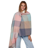 Alexvyan Female Winter Warm Long Stoles Shawls Big Checked Scarves Woolen Women Casual Scarf Soft Wrap For Casual Formal Occassions- 200Cm*70Cm (Green & Multicolor)