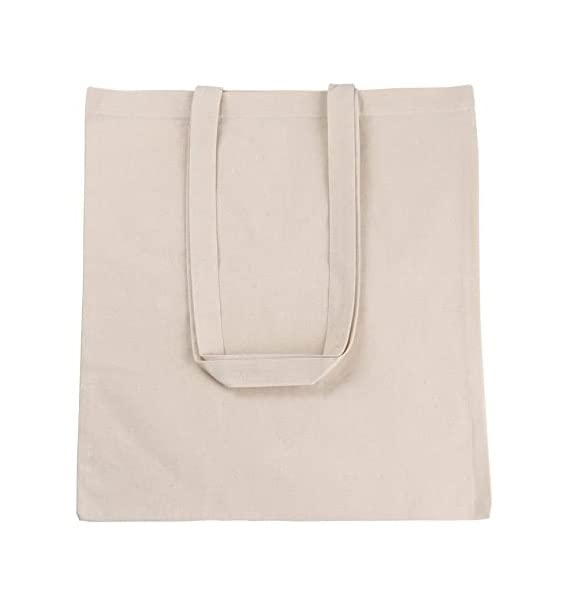 Mluffy Heavy Organic Cotton Tote Unisex Shopping Carry Bags | Eco Friendly Biodegradable Canvas Multipurpose Grocery Bag for Women's (Off White) (Pack Of 1)