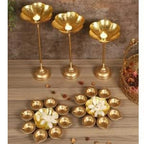 LUXURY LODGE Decorative Urli Bowl Tealight Holder Stand Set of 3 | Floating Diya Stand Home Decor Showpiece for Decoration | Diwali and Pooja