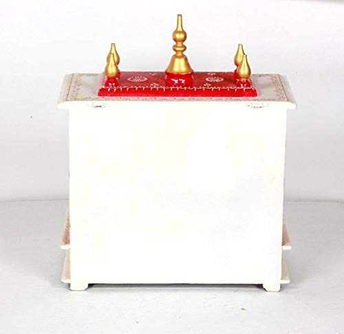 Kamdhenu Art and Craft Wooden Temple Home Temple Pooja Mandir Pooja Mandap Temple for Home (White & Red) - 9X22 Inch