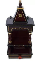 Wooden Temple for Home Shop Office | Art and Craft | Puja Mandir | Wall Hanging and Table Top | Brown | 23L x 16W x 54H Centimeters