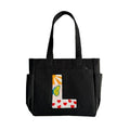 TSANTA Alphabet Tufted Canvas Tote Bag for Women, Laptop Compatible, Zipper Pockets, 35x11x31 cm, Multi, Cotton, Shoulder Strap, Personalised Letter Design