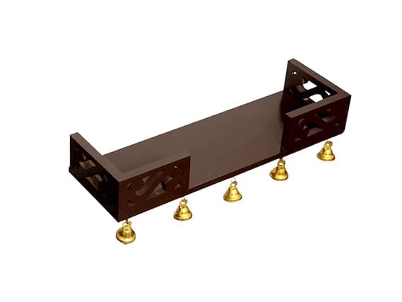 Marusthalee Floating Wooden Pooja Mandir for Home | Wall Mounted Temple with Storage Shelf | Modern Wooden Mandir for Home, Office & Spiritual Décor | Brown Finish | Made in India