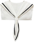 HAYZO Women's Sailor Collar Scarf | Detachable Fake Collar Necklace | Sailor Style Shawl Wrap for Sweater, Shirt & Dress | Fashion Accessory Top Collar (White)