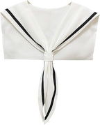 HAYZO Women's Sailor Collar Scarf | Detachable Fake Collar Necklace | Sailor Style Shawl Wrap for Sweater, Shirt & Dress | Fashion Accessory Top Collar (White)